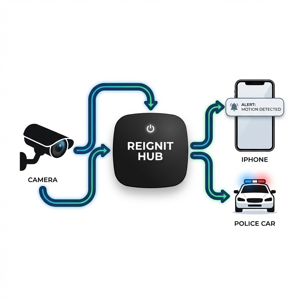 Reignit Hub Architecture: Camera -> Hub -> Alerts